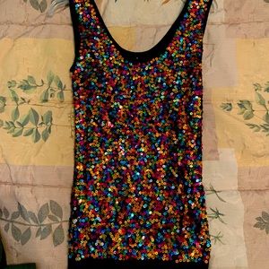 Fun Colorful Sequin Sweater Dress